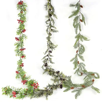 1,5 M Božič Holly Venec Umetno Berry Cvet DIY Garland Venec Božično Drevo Viseči Okras Za notranje Stranke Božič Dekor