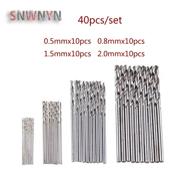 10/40PCS HSS Mini Twist Drill Drill Bits Set za Lesnoobdelovalnih Plastike In Aluminija, Električno Vrtanje Orodje 0,5 mm 0,8 mm 1,5 mm 2,0 mm