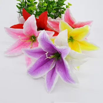10pcs/lot 18 cm Svile Lily Umetno Cvet Glave Za Poročno Dekoracijo DIY Garland Dekorativni Floristry Ponaredek Cvetje