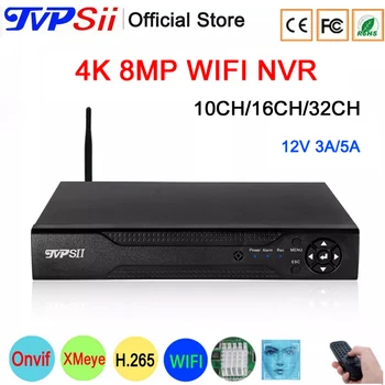 12V 5A Hi3536C XMeye Video Nadzor Snemalnik 8MP 4K 32CH H. 265+ Max 14TB Sata, Audio Onvif Zaznavanje Obraza WIFI CCTV DVR NVR