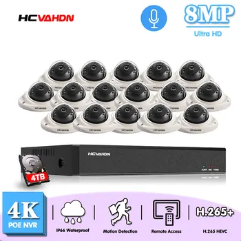 16 Kanal CCTV Kamere Sistema za zaščito, Komplet 4K 16CH NVR Kit 4K POE Video Nadzor Dome Kamera nastavitve Sistema 8CH 8MP IP Cam Set