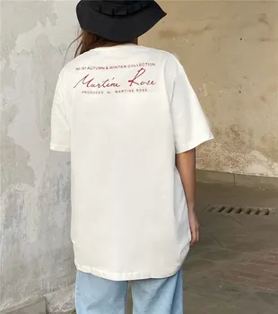2021ss Martine Rose Podpis Pisma Tisk T-shirt Moški Ženske Črno Bel Asap Rcky Vrhovi Prevelik Tee