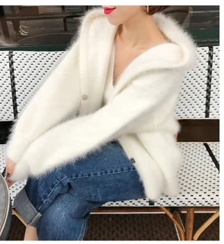 2022 NOVE ženske mink kašmir pulover jopico s kapuco luč rokav plašč outwear suknjič brezplačna dostava Z006