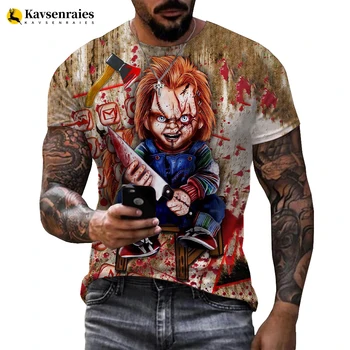 2022 Novo Poletje Nevesta Chucky 3D Natisnjeni T-shirt Krog Vratu T Shirt Moški Ženske Harajuku Ulične Vrhovi Moda Priložnostne Tshirt