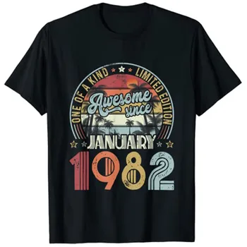 40. Rojstni dan januarja 1982 Dekoracijo Moški Ženske 40 Let T-Shirt Graphic Tee