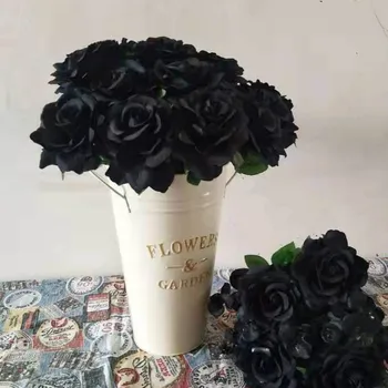 50 cm Črne Umetne Vrtnice Veje Cvetje, Poročni Dekoracijo Doma Flanela Tkanine Srčkan Roza Ponaredek Cvetje 8 Barv, Da Izberejo