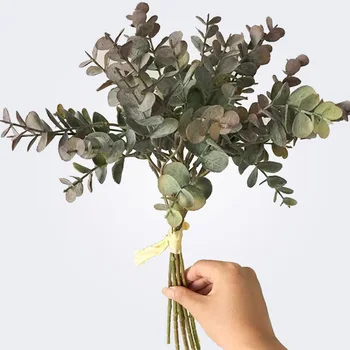 6 kos eucalyptus plastičnih umetnih zapusti kup za dom božič poročno dekoracijo majhno umetno listje ponarejenega denarja listov rastlin