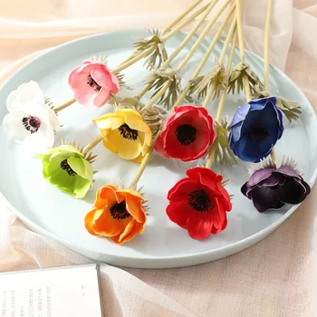 6PCS Umetno Anemones Cvetje Pravi Dotik Maka Podružnice za Poročno Dekoracijo Doma Ponaredek Cvet Jeseni Odlikovanja
