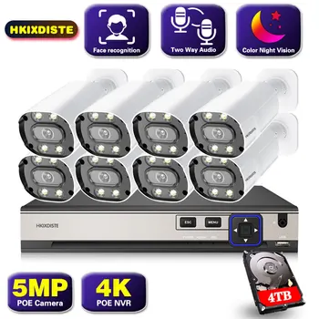8MP Barvno Night Vision dvosmerni Audio POE IP Kamero za Dom H. 265 8ch NVR Kit 5MP POE Video Nadzor, Kamere CCTV Sistema
