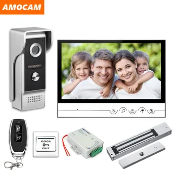 9-palčni Zaslon Video Vrata Telefon Interkom sistem Električni Lock+ Daljinski upravljalnik + Napajanje video zvonec visual interkom