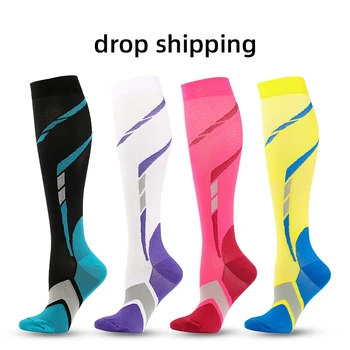 Dolgo cev športne nogavice za moške, ki teče stiskanje nogavice za ženske, nogomet elastične nogavice, kolesarjenje, smučarski dokolenke compressio