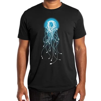 Električni Meduze T Shirt Usb, Žice, Svetila Jelly Ribe Asfalt Fourcolourblack Smešno Tees Harajuku Ulične