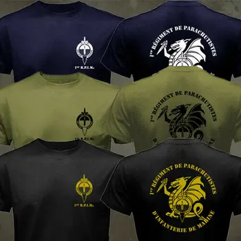 Francija Par SAS 1. Morskih Pehota Padalo Polk Specialnih Sil Moški T-shirt Kratek Priložnostne O-Vratu Moških Oblačil