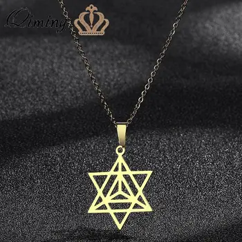Hexagram Merkaba Star Ogrlica Za Ženske Moški Zen Joga Jogi Judovske Mistike Vnebohod Duhovno Geometrijske Tetrahedron Kabala