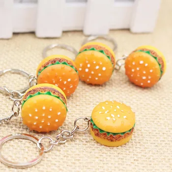 Izvirno Ustvarjalno, Srčkan Hamburger Keychain Simulacije Hrane Hamburger Obesek Ključe Novost Ključnih Verige Božično Darilo Za Rojstni Dan