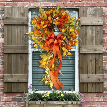 Jeseni Venec Oranžna Lok Maple Leaf Garland Vrata Windows Dekorativne Okraske Garland Božični Okraski, Venec Garland