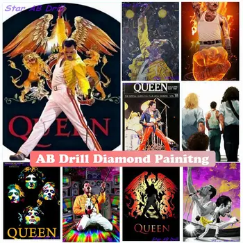 Kraljica Traku Freddie Mercury Diamond Slikarstvo 5D Diy Kroglice Puzzle Rock skupina AB Vaja Umetnosti Vezenje, Navzkrižno Šiv Kit Doma Dekor