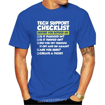 Mens Oblačila Smešno Tehnično Podporo, Pomoč Kontrolni seznam T-shirt Sysadmin Darilo Majico Tech Computer Geek Darila Za Moške In Ženske Birthd