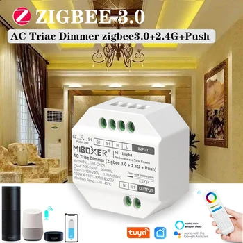 MiBoxer ZigBee 3.0+2.4 G AC Triac stikalo za kratke luči Potisnite Stikalo RF Potisnite stikalo za kratke luči TRI-C1ZR 110-240V App /Glas /Daljinski upravljalnik