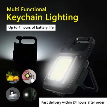Mini LED Svetilka Delo Svetlobe, ponovno Polnjenje Keychain COB lahki Prenosni Prostem Kampiranje, Pohodništvo Sili lučko, žepni nož