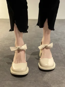 Moda Mary Jane čevlji žensk pomlad 2022 neto Rdeče Novo Čipke korejska različica vsestranski debele pete Baotou visoko peto enotni