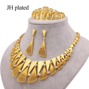 Nakit sklopov zlato barvo Dubaj razkošje za ženske Afriške poročna darila, poročne zapestnico, ogrlico, uhane, prstan nakit set