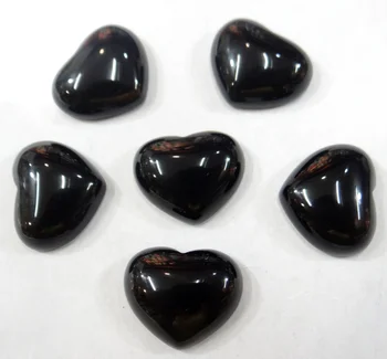 Naravni Kamen črna agates Srca v Obliki Cabochons Kroglice Ne Luknjo 15x18mm za DIY Kar Nakit, obesek, Prstan Dodatki