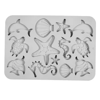 Nove Ustvarjalne Podvodni Svet Conch Lupini Plesni 3D DIY Praktično Val Star Fondat Torto Dekoracijo Reliefi Plesni Silikonsko Plesni
