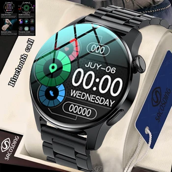 Novi Bluetooth Klic Pametno Gledati Moške Poln na Dotik Šport Fitnes Ure Nepremočljiva Srčni utrip Jekla Pasu Smartwatch Za Android iOS