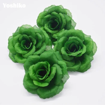 Novo 8 cm, Temno zeleno 50 Kos Umetne Vrtnice Cvetje za Dekoracijo Fazi DIY Dekoracijo Ponaredek Cvetje poljubljanje žogo Doma dekor