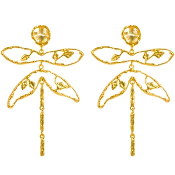 Novo v Zlato Barvo Dragonfly Visijo Uhani za Ženske Stranka Nakit