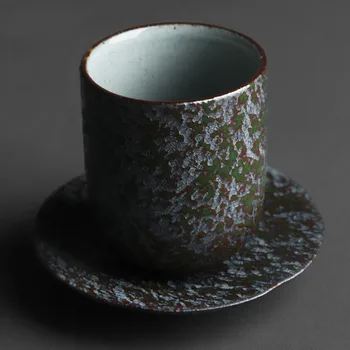 Retro Mala Usta Tea Cup Japonski Lončenina Ročno Grobe Keramike, Letnik Vodo kozarec In Krožnik 130 ml Čaj Slovesnosti Skledo Vrč