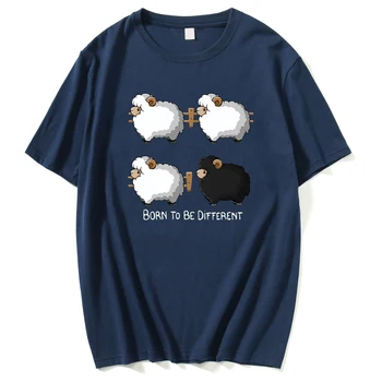 Rojeni Za Različne Črna Ovca moška T-Shirt Kawaii Risank Anime Živali Majice s kratkimi rokavi Moški Kratek Rokav Preprostost Crewneck Vrhovi