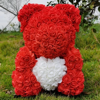 Rose Medved 40 cm Roza Teddy Rose Medved Z Ljubeznijo Srce Umetne Rože za Dekoracijo valentinovo Darilo