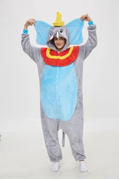 Siva Dumbo Onesies Za Odrasle Anime Cosplay Kostum Slon Pižamo Odraslih Enem Kosu Karneval Pižame Hooded Sleepwear