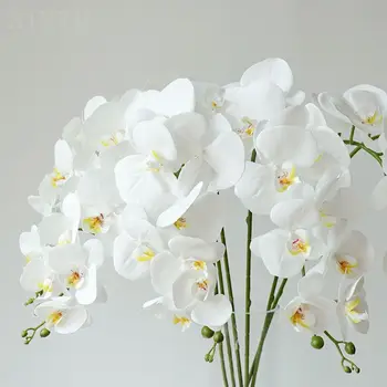 Svila 9/10 Glave Umetno Metulj Orhideja Ponaredek 3D Phalaenopsis Simulacije Cvet Pravi Dotik Poroka Doma Božični Okraski