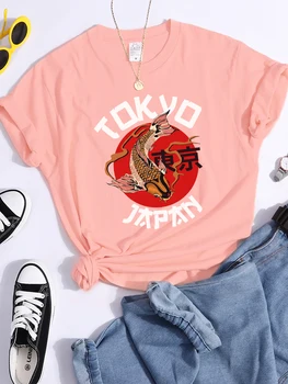Tokio Sonce Krap, Japonska Natisne Tshirt Moda Poletje T Shirt Ulica Visoke Kakovosti Tee Oblačila Dihanje Šport Kul Ženske T Srajce