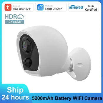 Tuya Smart 4MP Baterije IP WIFI Kamera Home Security Zunanja IP66 Vodotesno Brezžično CCTV Video Nadzor Ir PIR Cam