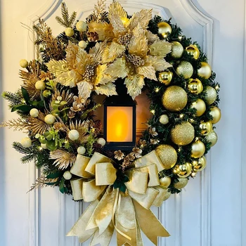 Vhodna Vrata Rdeče Božični Venec Champagne Gold Okno Zid Vrata Dekoracijo Božični Venec Dekoracijo Božični Okraski