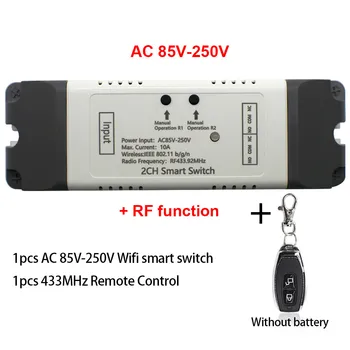 Wifi Brezžično Stikalo Smart Modul,2CH 5 12V 32V 110V 220V,Inching Self-lock,RF433,NO,NC,COM.10A Rele,eWeLink APP Nadzor