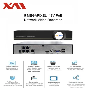 XM PoE NVR 4Channel Home Security Kamera Sistem Snemalnika Videa za Podporo 5MP/4MP/1080P HD IP Kamere P2P CCTV Sistema