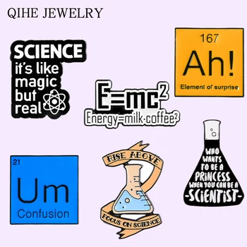 Znanstveno Energije Emajl Pin Kemijski Eksperiment Gtk Pokal Modal delcev Ah Um Znanost Nakit Za Ženske, Moške Znanstvenik Broška