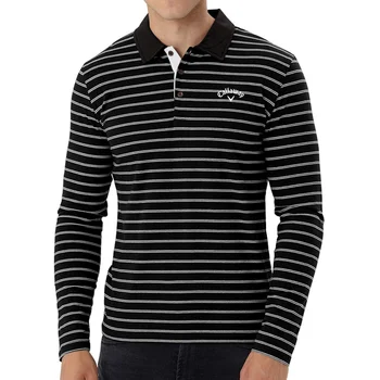 Zunanje Trgovine oblačila za Moške High-end Golf Prugasta Polo Majica T-shirt Evropskih In Ameriških Moških River Paul Majica z Dolgimi Rokavi