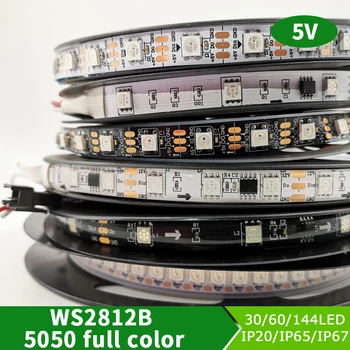 5V WS2812B Led Trak svetlobe Posamično Naslovljive WS2812 Smart RGB Led, pixel trakovi Črno/Beli PCB Vodoodporno IP30/65/67 1-5m