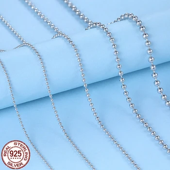 925 sterling srebrni Verigi Ogrlica za ženske,srebro 925 1 mm - 2 mm žogo kroglice verige ogrlica 40 cm-50 cm dolgo, srebro 925 nakit