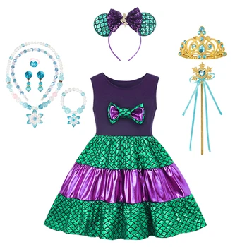 Dekleta Little Mermaid Princess Oblačenja Up Stranka Otroci Poletje Kostum Za Dekleta Princesa Obleko Za Noč Čarovnic Fancy Obleke
