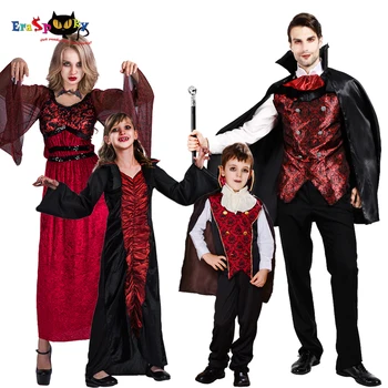 Eraspooky 2019Scary Dracula Družino Cosplay Smrti Vampir Plašč Halloween kostum za Odrasle, Otroški Karneval pustna Skupina