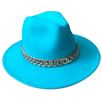 Fedora debelo ženske jazz klobuk jeseni in pozimi Britanski stil tanke verige retro cilinder ženske čutiti, gospod шляпа женская