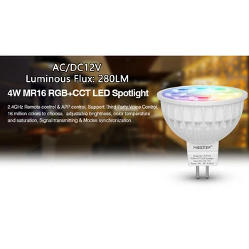 FUT104 MR16 4W RGB + SCT LED Reflektor Žarnice 280LM Zatemniti AC/DC 12V led Žarnica Svetlobe 2700~6500K Združljiv z 2,4 G RF Control