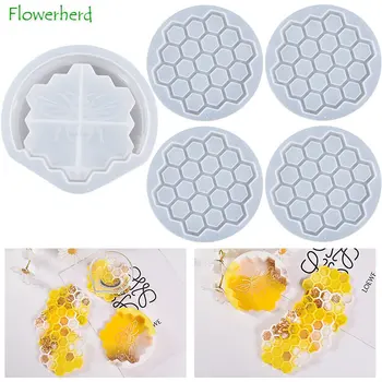 Kristalno Epoksi Bee Cup Coasters Škatla za Shranjevanje Plesni DIY Satja Pokal Mat Wap Nihalo Silikonsko Plesni Torto Dekoracijo Dodatki